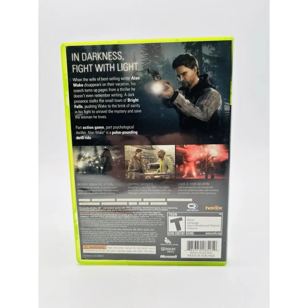 Alan Wake XBOX 360 Exclusive Microsoft Game Studios CIB Tested Works Complete VG